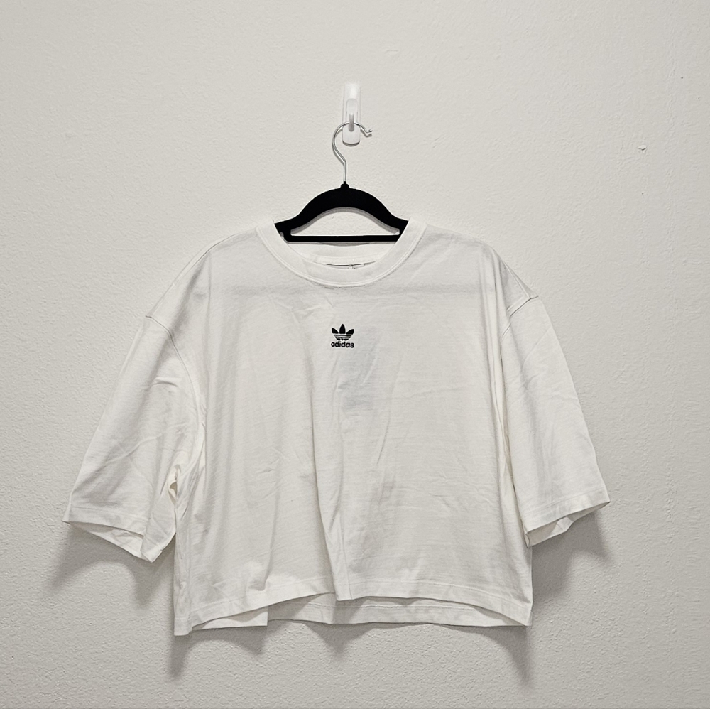 Adidas White cropped tee NWT